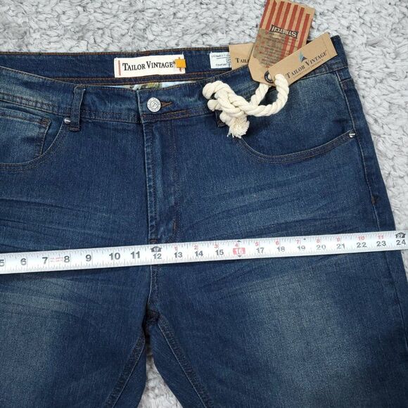 Tailor Vintage Canaan Slim Fit Stretch Jeans Men's Size 38 x 30 Dark Wash Blue - Picture 7 of 9